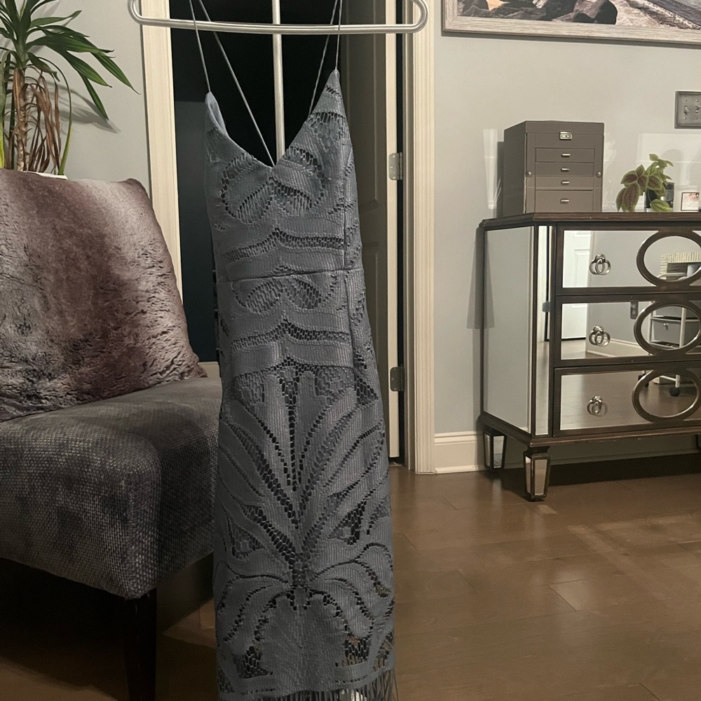 Elegant Gray Lace Dress